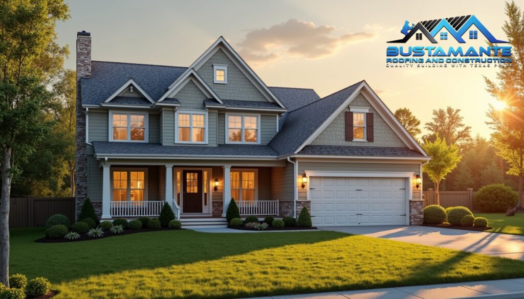 A friendly roofing professional in a company-branded shirt