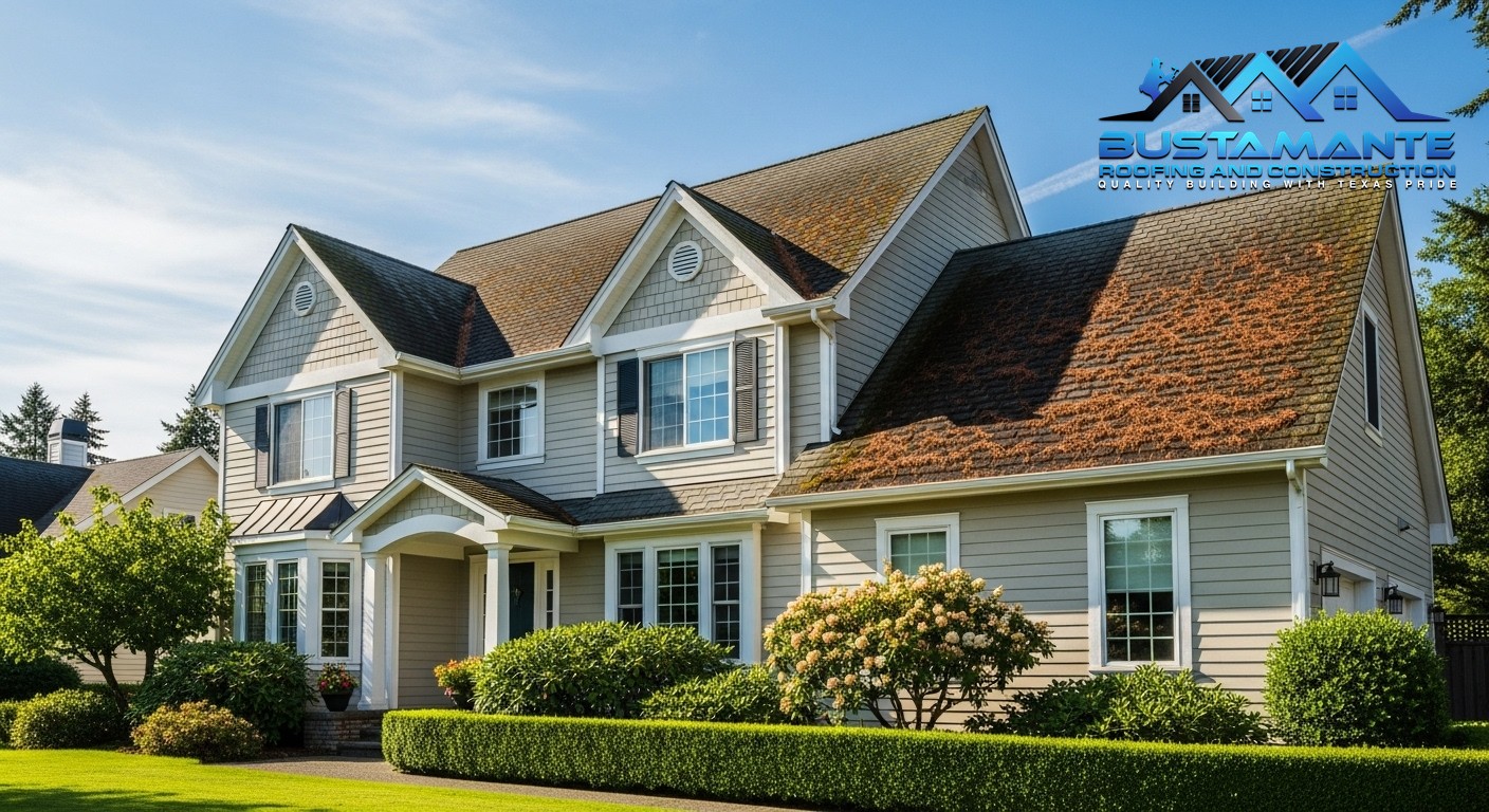 Old worn roof on American home