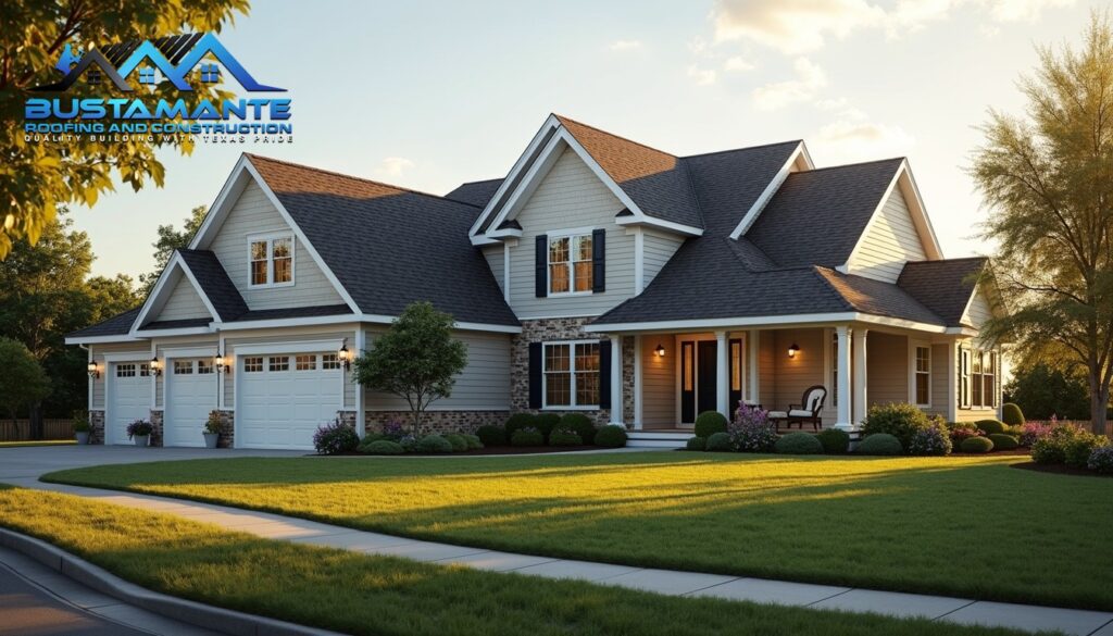 A friendly roofing professional in a company-branded shirt