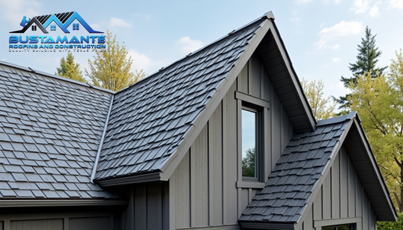 Roof ridge, premium roofing materials, architectural photography style, photorealistic.